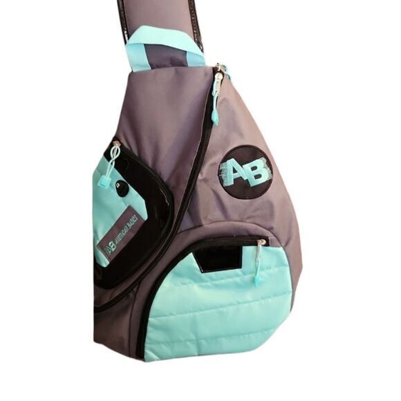 AB American Basics Sling Backpack Gray/Teal/Black Deluxe Organization & Comfort - Picture 1 of 8